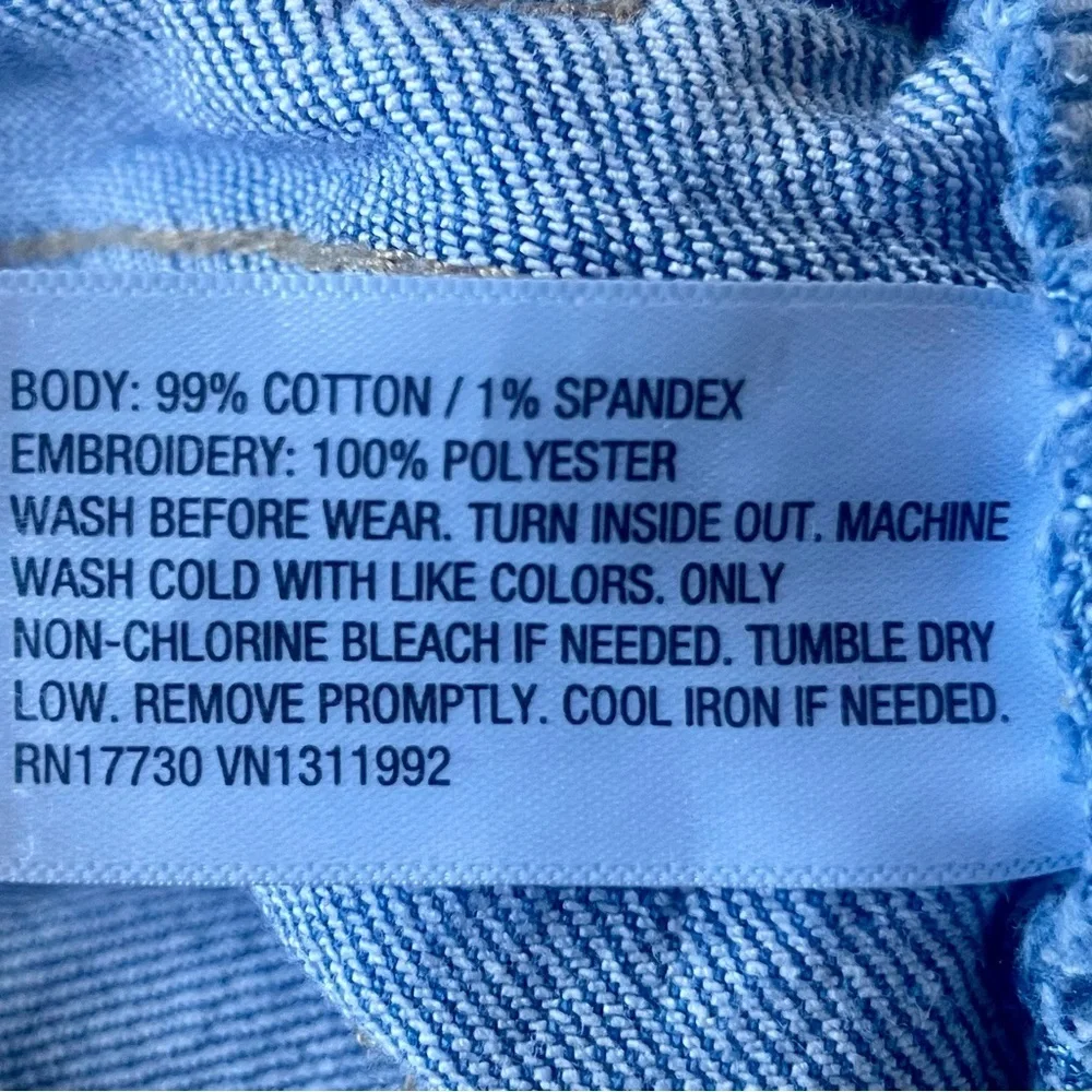 Cat & Jack Kids Light Blue Embroidered Flower Cotton Stretch Wide Leg Jeans 8
